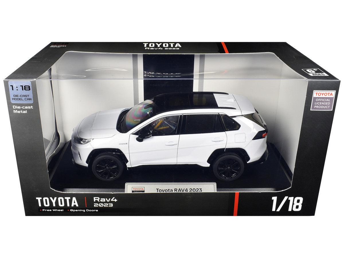 2023 Toyota Rav4 Hybrid White Metallic with Black Top 1/18 Diecast Model Car by Heimanba LuxuryLifeWay Online Store