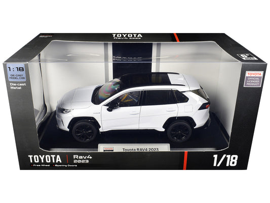 2023 Toyota Rav4 Hybrid White Metallic with Black Top 1/18 Diecast Model Car by Heimanba LuxuryLifeWay Online Store
