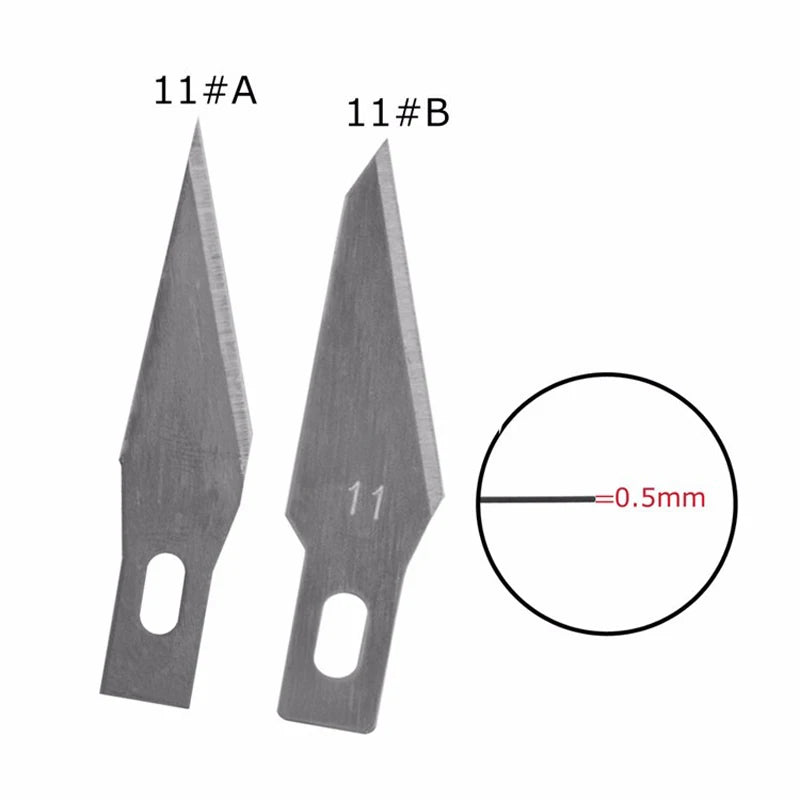Engraving Non-Slip Metal Knife Kit + 40/10pcs #11 Blades Cutter Craft Knives for Mobile Phone PCB Repair Hand Tools Pi-Mart