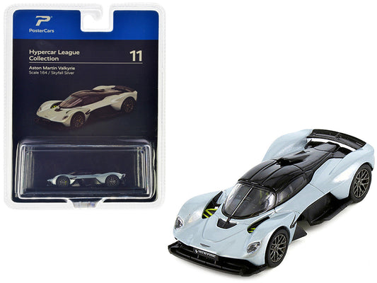Aston Martin Valkyrie Skyfall Silver Metallic with Black Top "Hypercar League Collection" 1/64 Diecast Model Car by PosterCars LuxuryLifeWay Online Store
