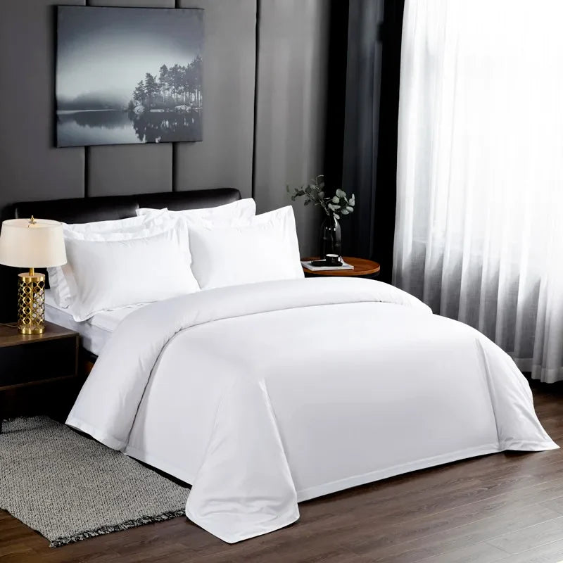 Premium Hotel White Oversize Duvet Cover Bed Sheet set 100%Nature Cotton Soft 600TC Bedding set Twin Full Queen King size 4Pcs LadyShow.Store