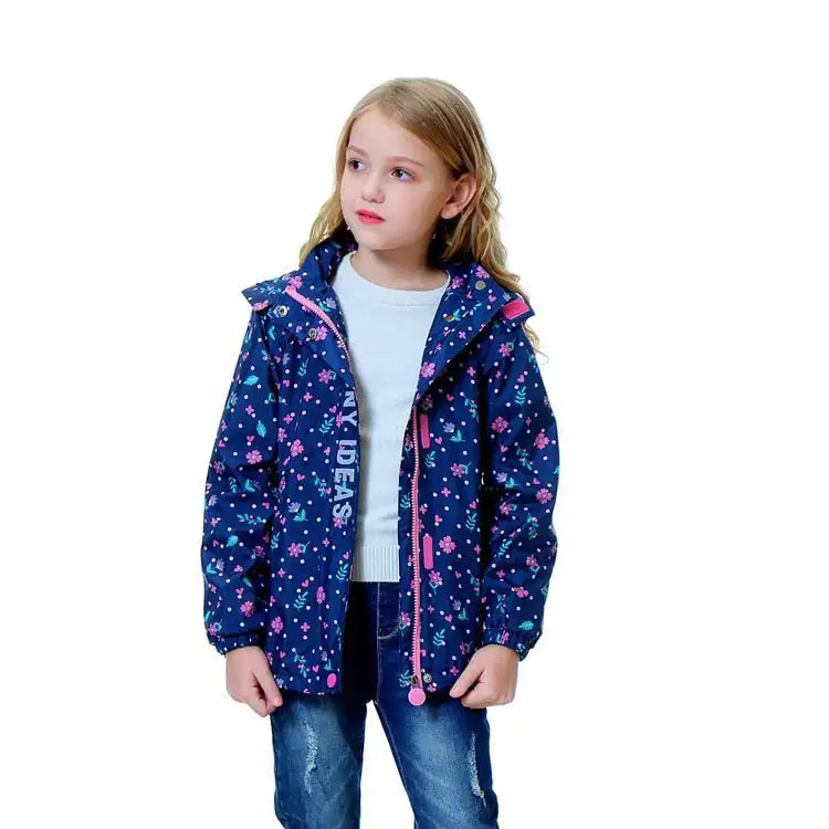 Waterproof Mid-Length Hooded Jacket for Boys and Girls