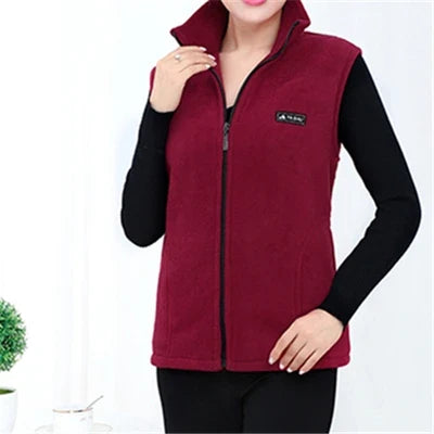 plus Size Women's Polar Fleece Vest Sleeveless Large Zipper Jacket Autumn Fashion Leisure Gilet for Women LadyShow.Store