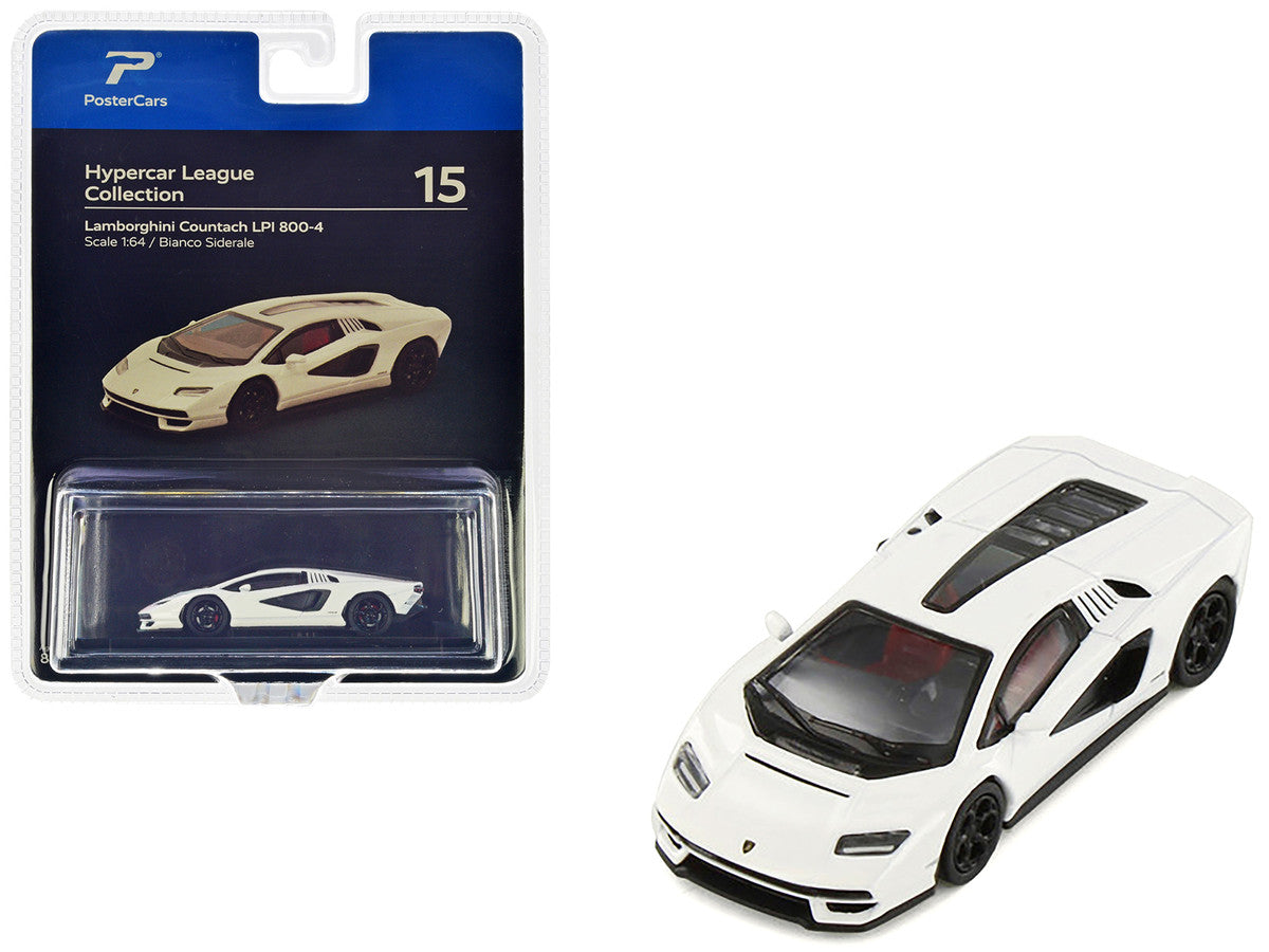 Lamborghini Countach LPI 800-4 Bianco Siderale White "Hypercar League Collection" 1/64 Diecast Model Car by PosterCars LuxuryLifeWay Online Store