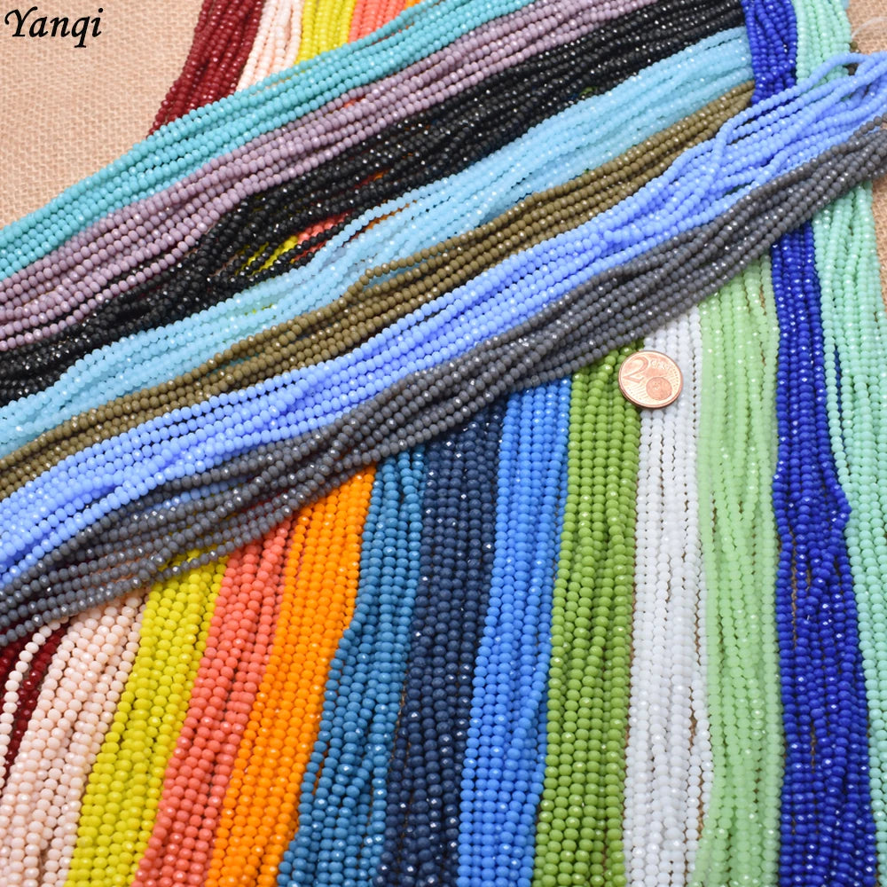 Yanqi 2 3 4mm Rondell Austria Faceted Crystal Beads Round Glass Beads Loose Spacer Beads for Jewelry Making DIY Pi-Mart