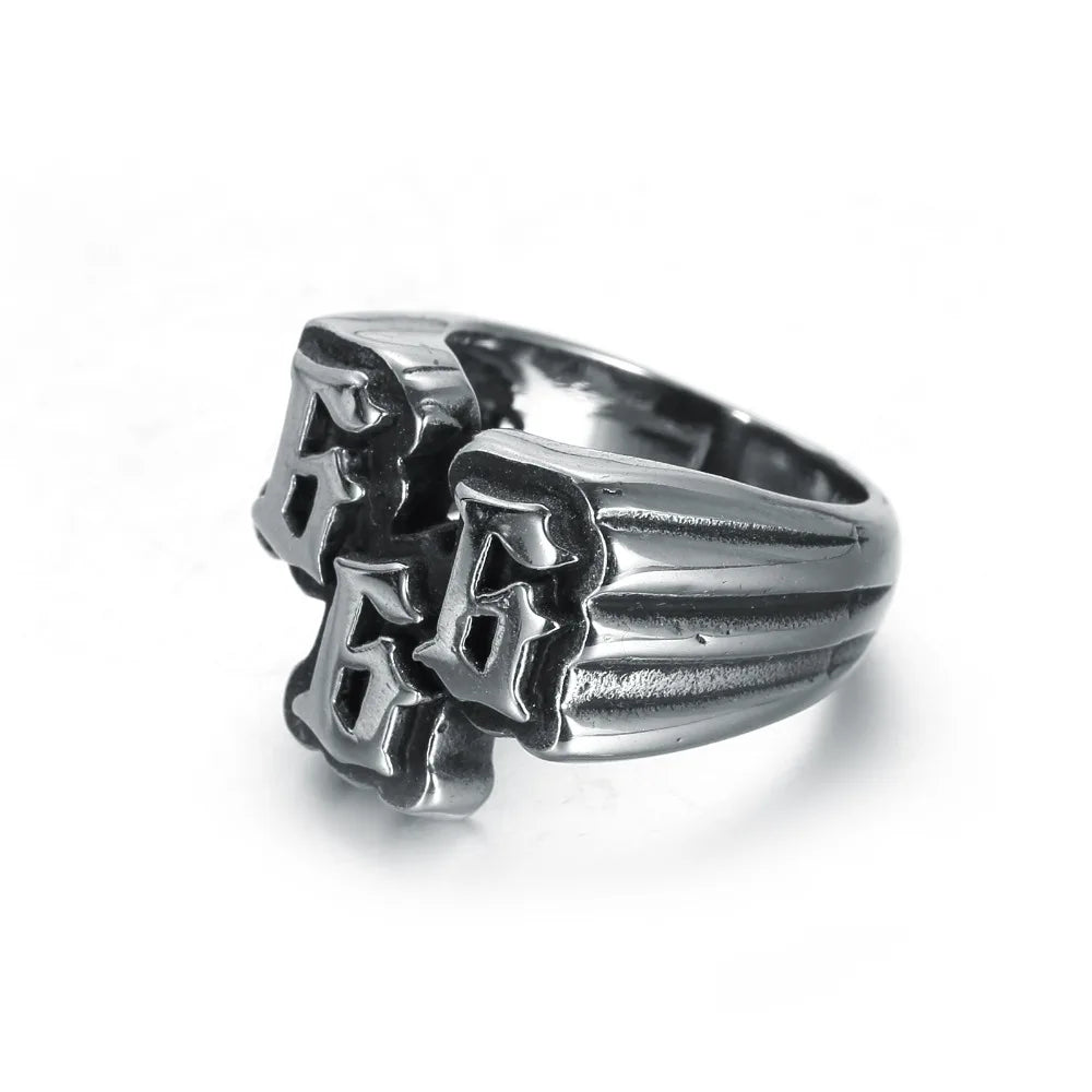 Men's Punk Stainless Steel Digital 666 Ring Titanium Steel Ring Jewelry Pi-Mart