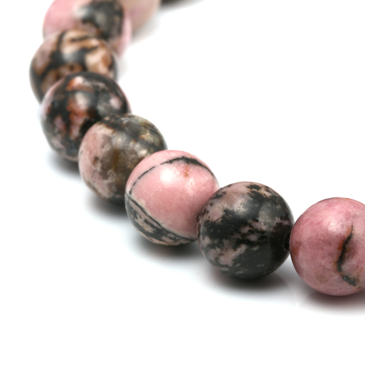 LE SKY Natural Stone Beads Rhodochrosite Bracelets Lucky Charm 8mm Black Stone Bracelets for Men Women Pi-Mart