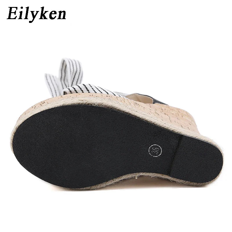 Eilyken Summer Solid White Platform Wedges Sandals Women Fashion High Heels Ankle Strap Ladies Open Toe Shoes LadyShow.Store