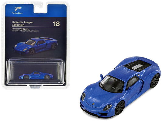 Porsche 918 Spyder Sapphire Blue Metallic "Hypercar League Collection" 1/64 Diecast Model Car by PosterCars LuxuryLifeWay Online Store