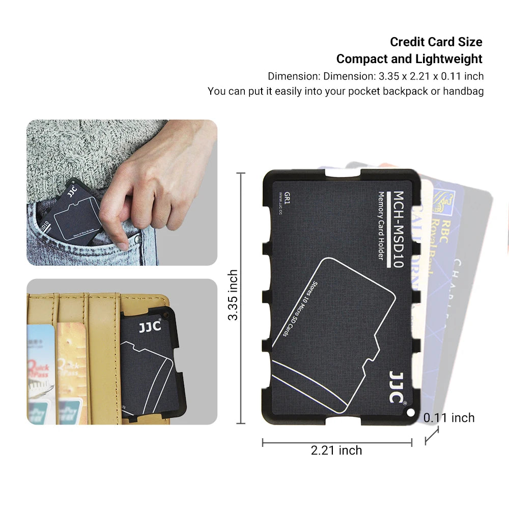 JJC Thin Micro SD Card Holder SD Card Case Wallet Credit Card Size for SD Micro SD TF Cards Hard Shell Camera Photo Accessories Pi-Mart