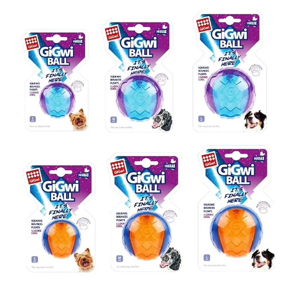 Pet Dog Squeaky Toys Ball Puppy Chew Toys Sound Pure Natural Non-toxic Rubber Outdoor Play Small Big Dog Funny Elasticity Ball Pi-Mart