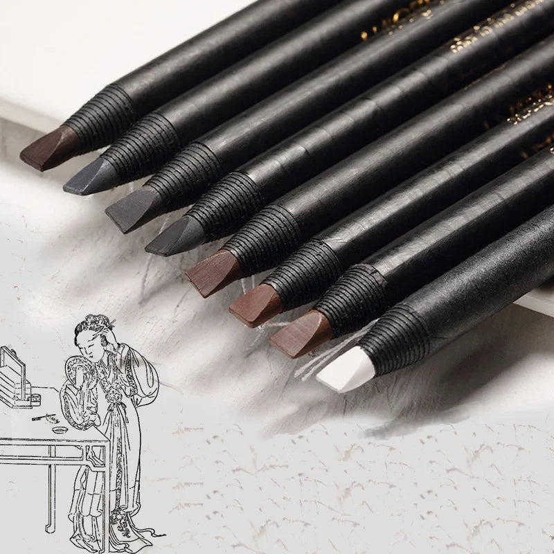 5PCS Haozhuang Eyebrow Pencil Brown Wholesale Cosmetic Pencil Product Natural Waterproof Long-Lasting Tattoo Brush Makeup Beauty Tri Light Beauty
