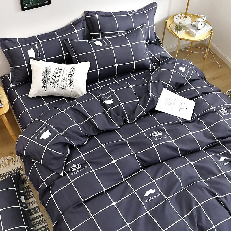 Daisy Printed King Size Duvet Cover Set with Sheets High Quality Washed Cotton Bedding Set Queen Home Bed Sets Comforter Covers LadyShow.Store