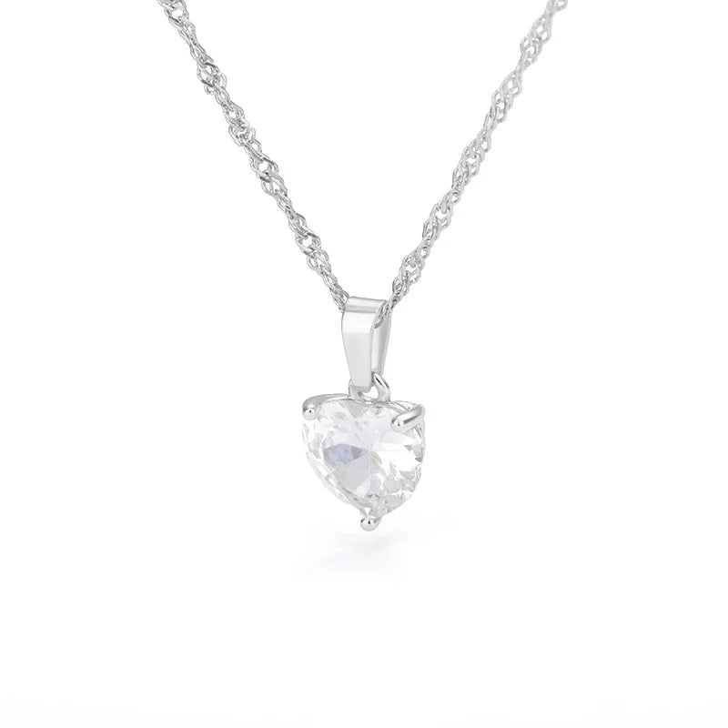 Heart Necklaces For Women Stainless Steel Gold Plated Chain Zircon Heart Pendant Choker Necklace Wedding Boho Jewelry Gift Femme Pi-Mart