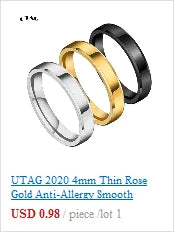 UTAG  Fashion Black/White Ceramic Crystal Wedding Rings Jewelry For Women Girls Rose Gold Stainless Steel Bohemia Rin Pi-Mart