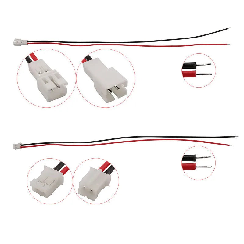 5Pair PH2.0 2Pin JST Wire Connectors Pitch 2.0mm JST 2P Micro Male Plug Female Jack DIY Electrical Cable Adapter 10/15/ 20CM Pi-Mart