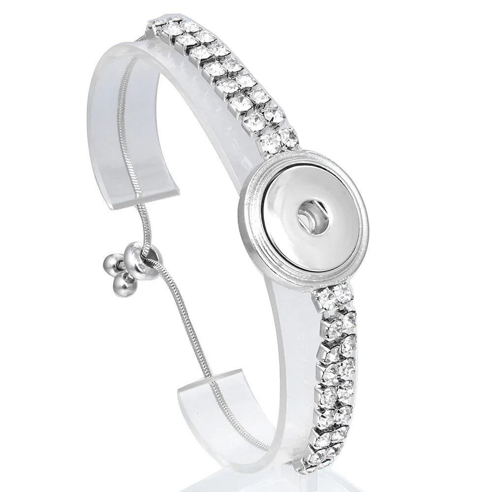 Snap Jewelry Adjustable Snap Buttons Bracelets 18mm Metal Button Charms Chain Bracelets For Women DIY Jewelry Pi-Mart