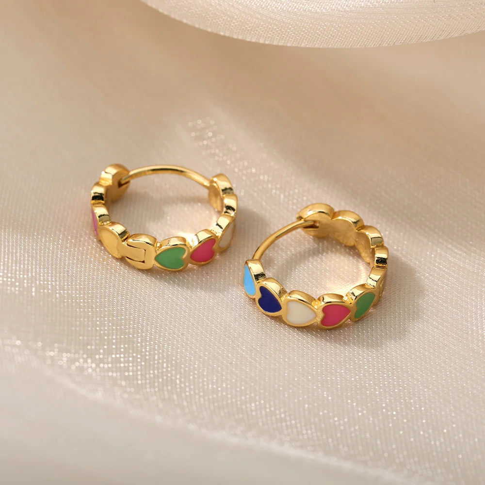 Stainless Steel Heart Earrings for Women Waterproof Gold Color Earrings 2025 Trend Aesthetic Ear Piercing Jewelry Wedding Gifts Pi-Mart