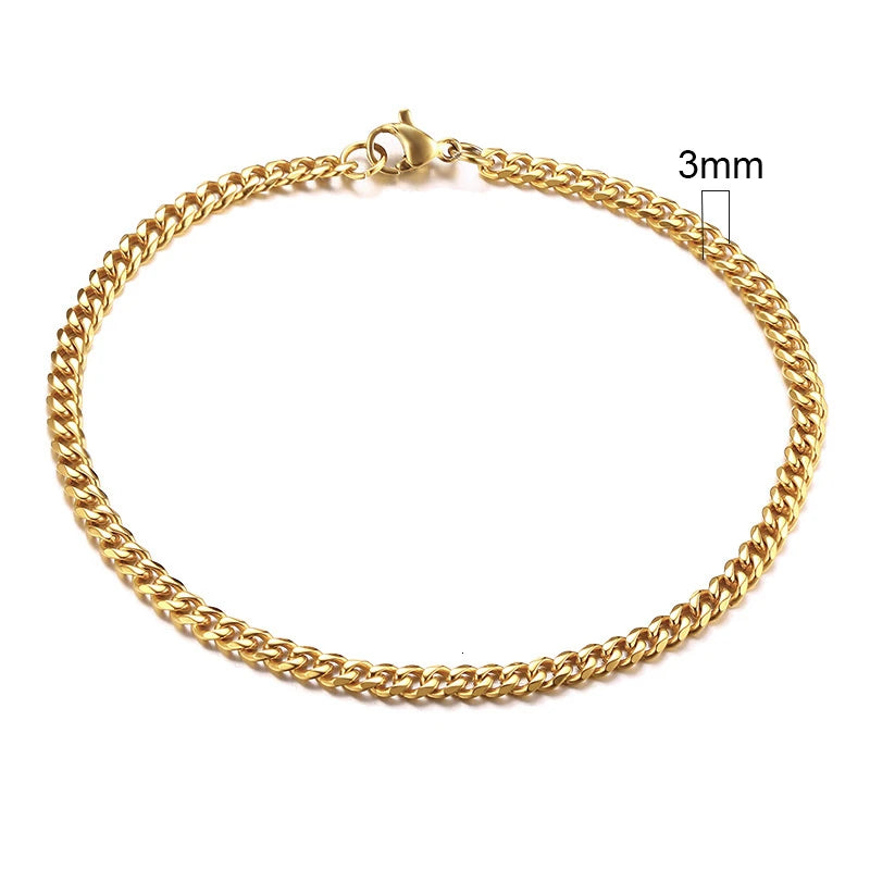 Vnox Mens Simple 3-11mm Stainless Steel Curb Cuban Link Chain Bracelets for Women Unisex Wrist Jewelry Gifts Pi-Mart
