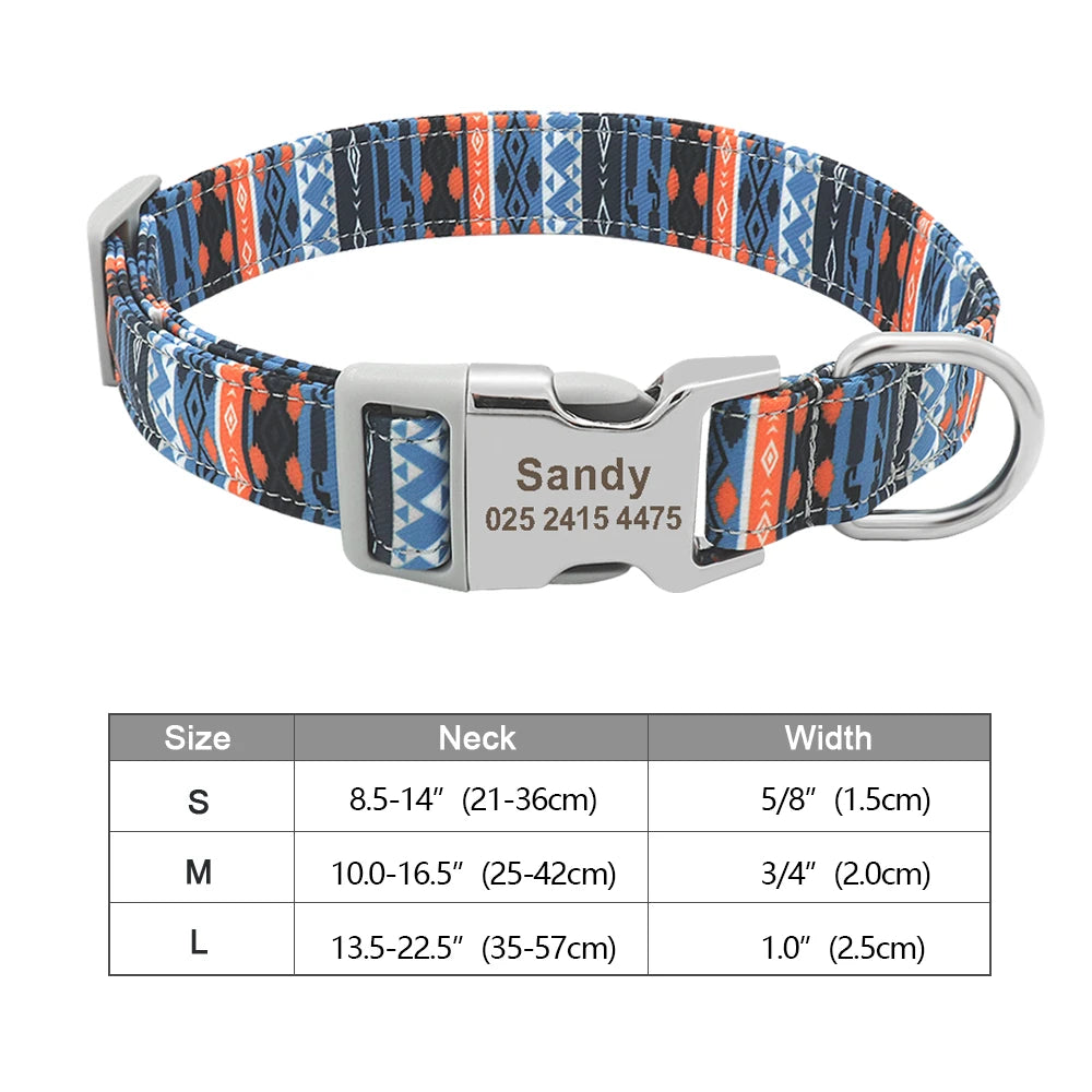 Personalized Dog Accessories Collar Nylon Printed Pet Puppy Collar Dog ID Collars Free Engraved ID for Small Medium Large Dogs Pi-Mart