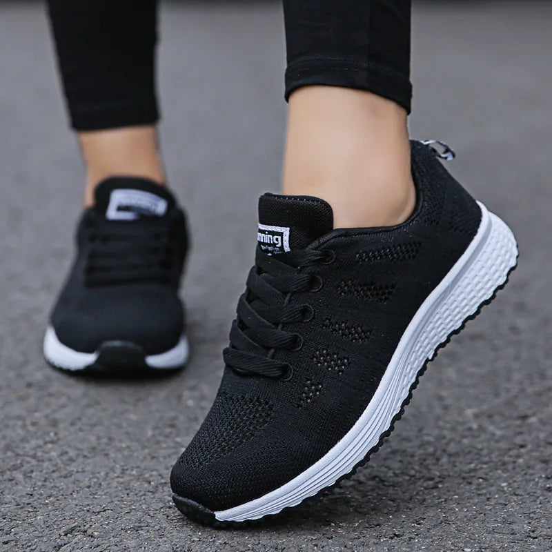 Women Casual Shoes Fashion Breathable Walking Mesh Flat Shoes Sneakers Women 2021 Gym Vulcanized Shoes White Female Footwear LadyShow.Store