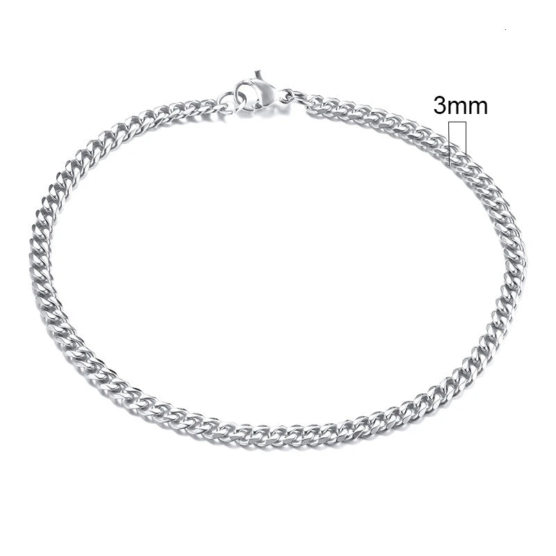 Vnox Mens Simple 3-11mm Stainless Steel Curb Cuban Link Chain Bracelets for Women Unisex Wrist Jewelry Gifts Pi-Mart