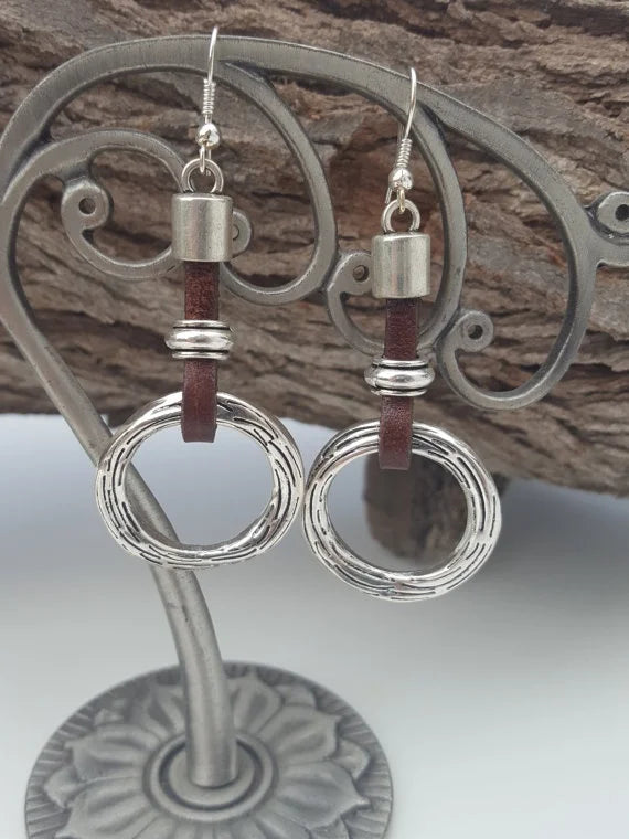 Leather Earrings  Metal Earrings Drop Earrings 2020 Pi-Mart