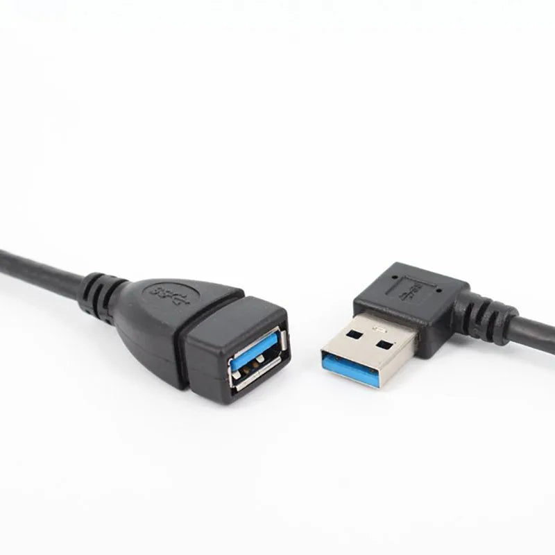 USB 3.0 Right / Left /Up/Down Angle 90 Degree Extension Cable Male To Female Adapter Cord USB Cables Extension Cord Pi-Mart
