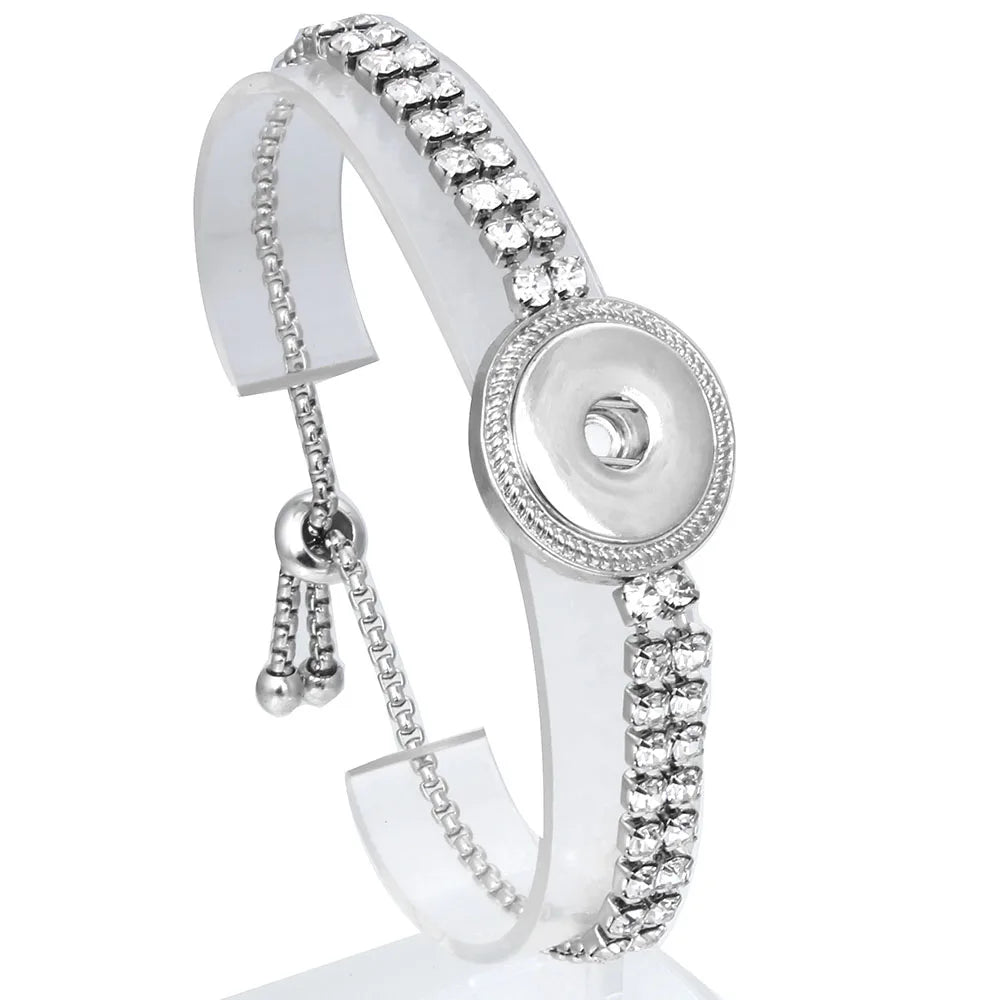 Snap Jewelry Adjustable Snap Buttons Bracelets 18mm Metal Button Charms Chain Bracelets For Women DIY Jewelry Pi-Mart