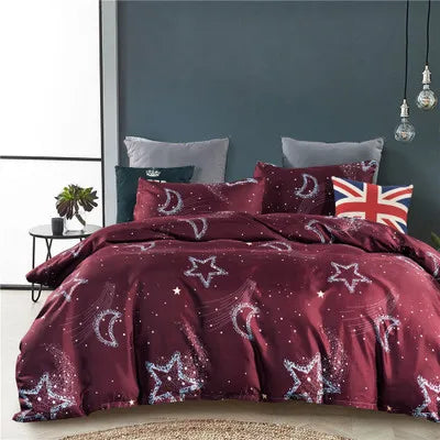 3pcs Set Blue Starry Sky Duvet Cover Bedding Set Double Bed Duvet Cover Twin King Size Bed Constellation Pattern Bed Sheet Set LadyShow.Store