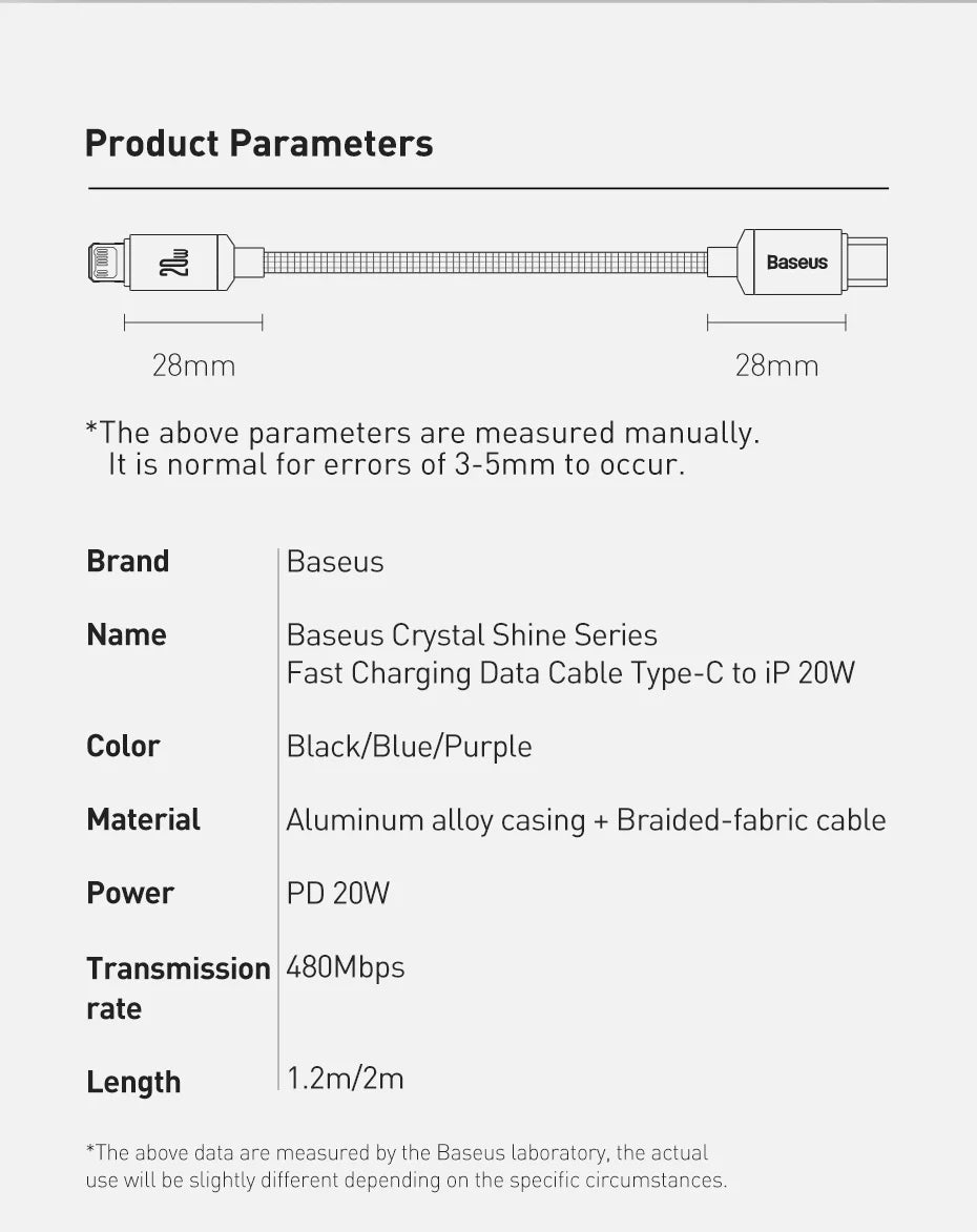 Baseus USB Type C PD 20W Cable for iPhone 14 13 12 Pro X 8 Fast USB C Cable for iPhone Charging Cable USB Type C Cable Wire Code Pi-Mart