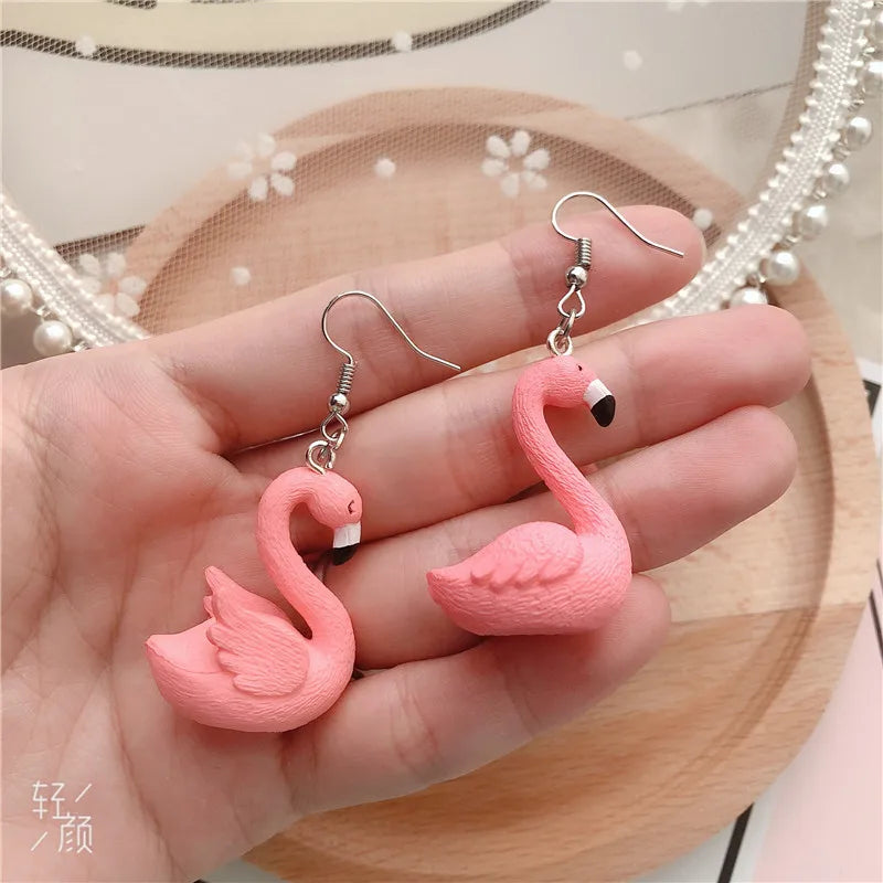 10pcs/pack Flamingo Resin Charms Craft Plastic Charms Earring Keychain DIY Jewelry Making 25x35mm Pi-Mart