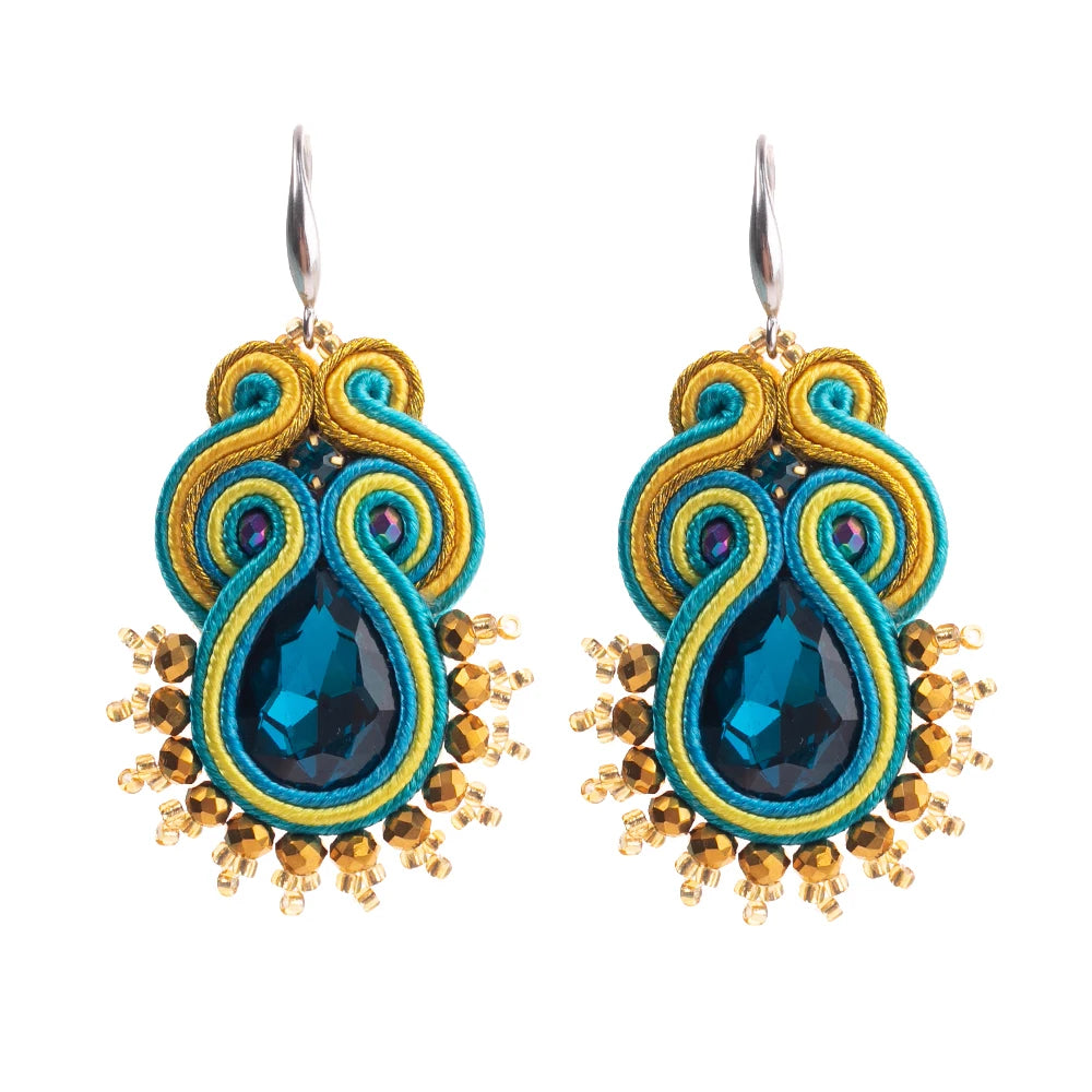 Fashion Handmade Jewelry Soutache Earrings Women Dangle Earrings Ethnic Boho Accessories Colorful Earring New Trendy Gift Pi-Mart