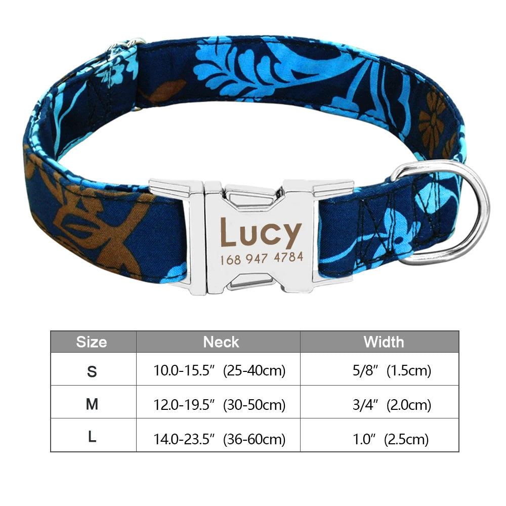 Personalized Dog Accessories Collar Nylon Printed Pet Puppy Collar Dog ID Collars Free Engraved ID for Small Medium Large Dogs Pi-Mart