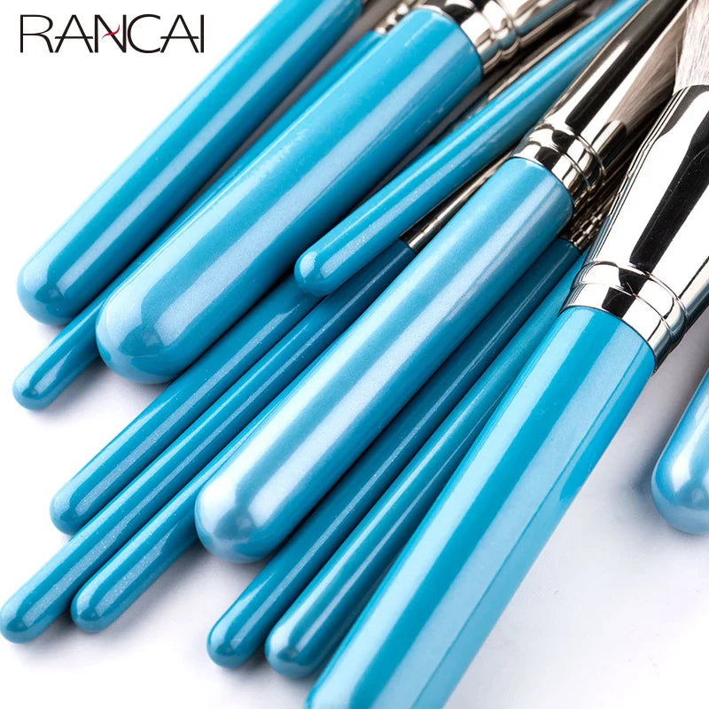 13pcs Makeup Brushes Set with Leather Bag Foundation Powder Blush Eyeshadow Eyebrow Brush Soft Hair Cosmetic Makeup Tool Tri Light Beauty
