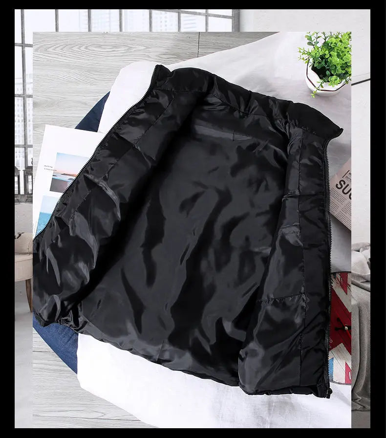 White Vest Jacket Men Slim Fit Stand Collar Sleeveless Puffer Jackets Spring Autumn Casual Waistcoat Men Warm Coat 2023 Trends Pi-Mart