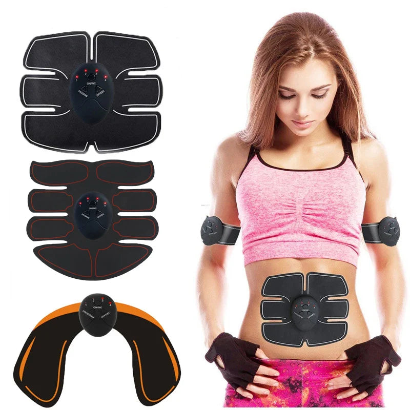 Electric Muscle Stimulator EMS Wireless Buttocks Hip Trainer Abdominal ABS Stimulator Fitness Body Slimming Massager Tri Light Beauty