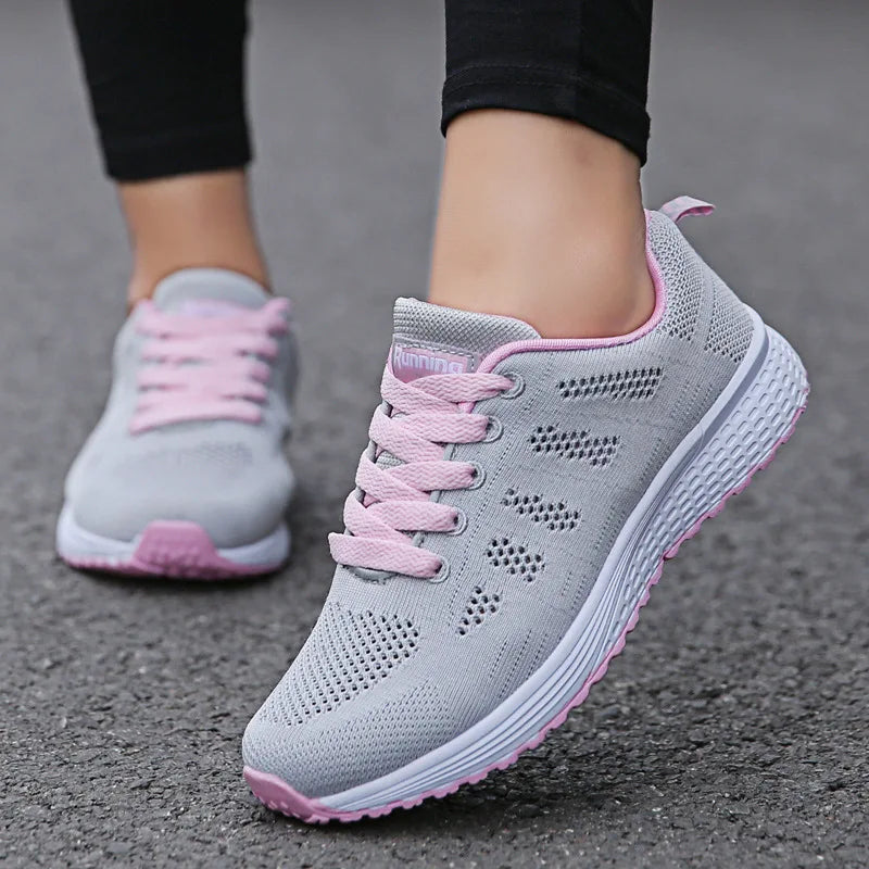 Women Casual Shoes Fashion Breathable Walking Mesh Flat Shoes Sneakers Women 2021 Gym Vulcanized Shoes White Female Footwear LadyShow.Store