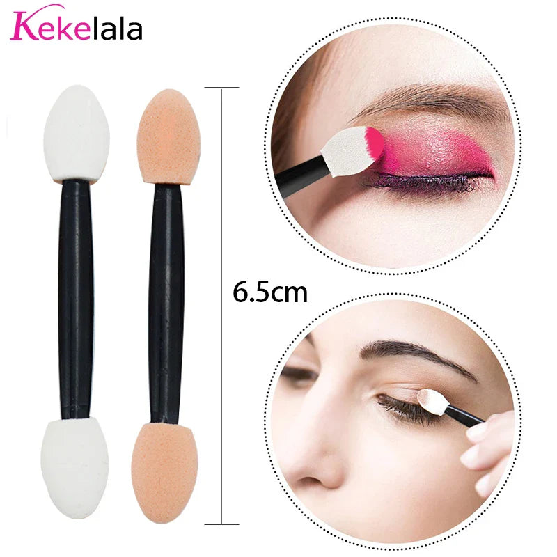 100Pcs/ Bag Small Portable Eyeshadow Applicators In Bulk Double Sponge Eye Shadow Brush Makeup Mini Tools Wholesale Tri Light Beauty