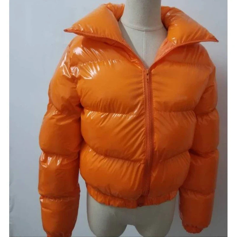 Winter Women Puffer Jackets Warm Bubble trench Coat Down Parka Outcoat Zipper Jacket Pink Cute Cropped Parka Abrigos Mujer LadyShow.Store