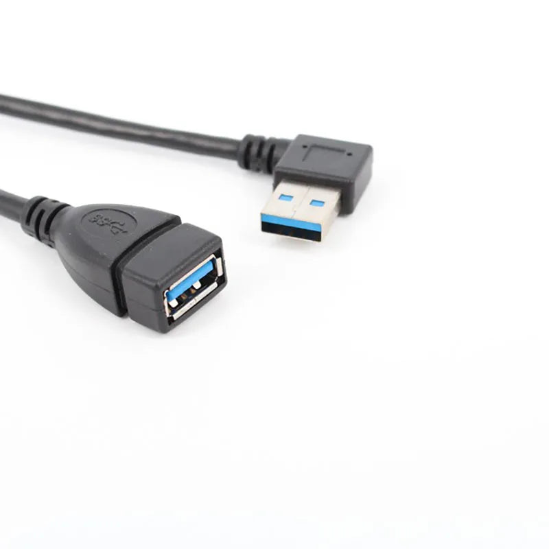 USB 3.0 Right / Left /Up/Down Angle 90 Degree Extension Cable Male To Female Adapter Cord USB Cables Extension Cord Pi-Mart