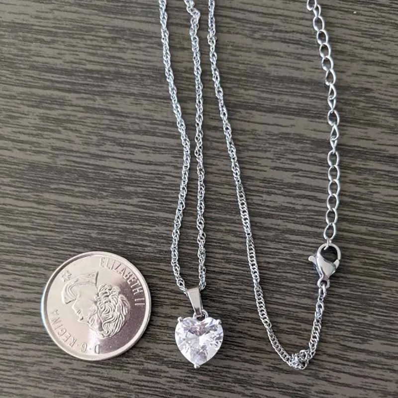 Heart Necklaces For Women Stainless Steel Gold Plated Chain Zircon Heart Pendant Choker Necklace Wedding Boho Jewelry Gift Femme Pi-Mart