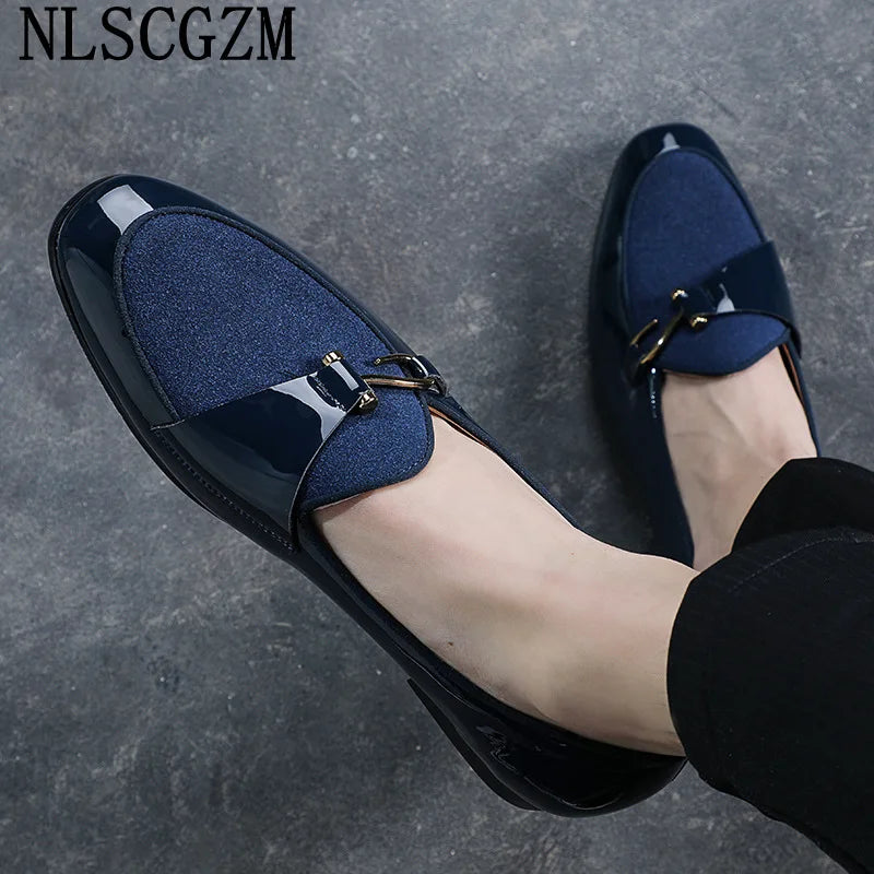 Patent Leather Loafers Men Dress Shoes Leather Italian Oxford Shoes for Men Wedding Dress Formal Slip on Shoes Men Office 2026 Pi-Mart