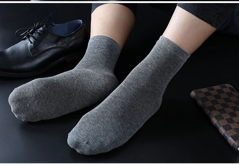 HSS 5/10 Pairs Men's Cotton Blend Socks Black Business Men Socks Soft Breathable Summer Winter for Male Socks Plus Size (6.5-14) Pi-Mart