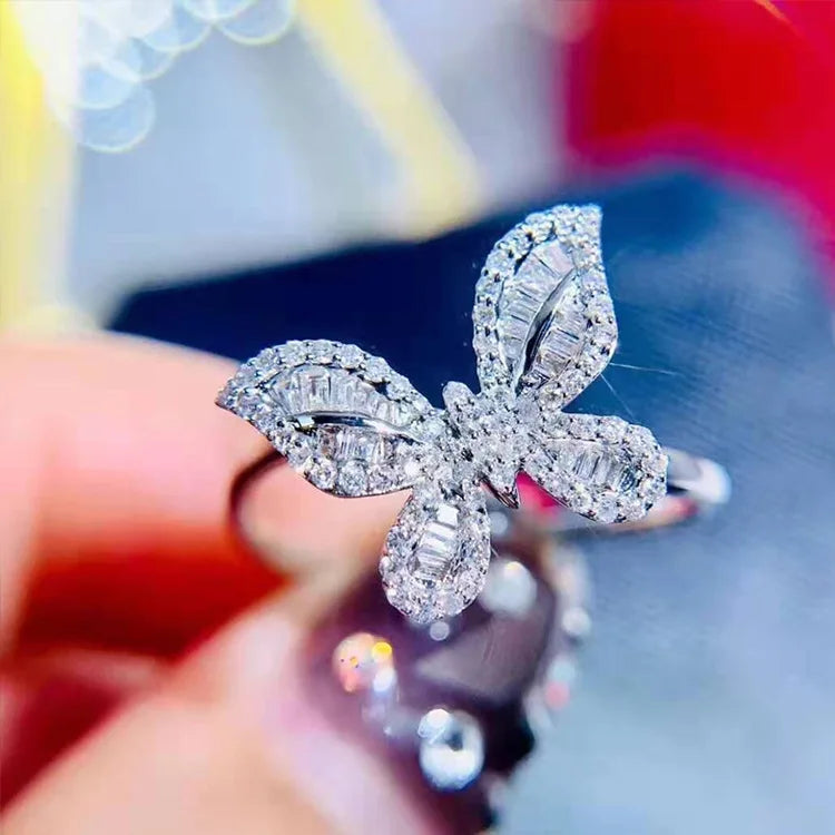 2026 New Trendy Butterfly silver color cute Fashion Ring For Women Party Gift  Jewelry Wholesale R6134 Pi-Mart