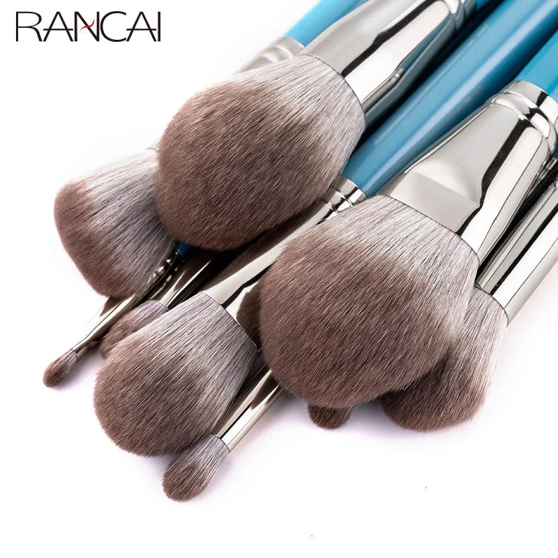 13pcs Makeup Brushes Set with Leather Bag Foundation Powder Blush Eyeshadow Eyebrow Brush Soft Hair Cosmetic Makeup Tool Tri Light Beauty
