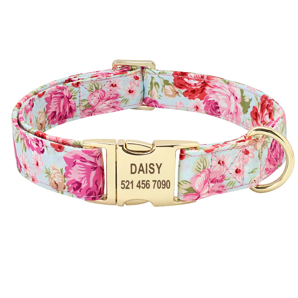 Personalized Dog Accessories Collar Nylon Printed Pet Puppy Collar Dog ID Collars Free Engraved ID for Small Medium Large Dogs Pi-Mart
