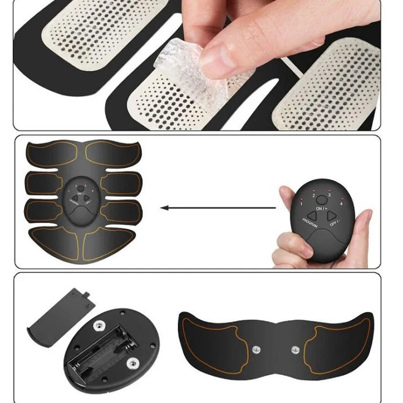 Electric Muscle Stimulator EMS Wireless Buttocks Hip Trainer Abdominal ABS Stimulator Fitness Body Slimming Massager Tri Light Beauty