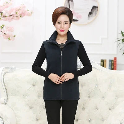 plus Size Women's Polar Fleece Vest Sleeveless Large Zipper Jacket Autumn Fashion Leisure Gilet for Women LadyShow.Store