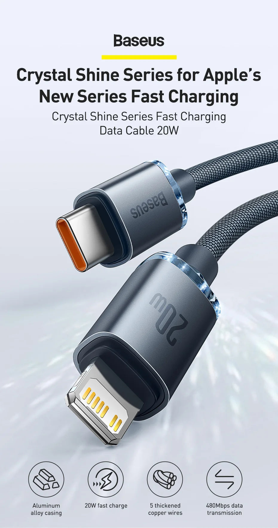 Baseus USB Type C PD 20W Cable for iPhone 14 13 12 Pro X 8 Fast USB C Cable for iPhone Charging Cable USB Type C Cable Wire Code Pi-Mart